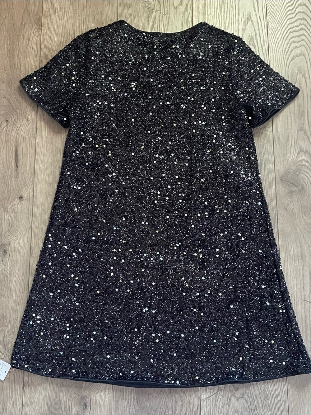NWT Cupshe Women’s Medium Black Sequins Round Neck Short Sleeve Dress - Picture 5 of 8